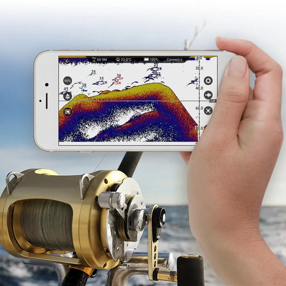 Портативный беспроводной Bluetooth Fish Fi nder умный сонар детектор глубины с