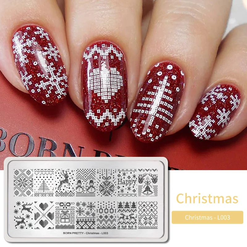 Christmas Day7 BORN PRETTY дизайн ногтей штамп штамповка шаблон цветок геометрии любовь DIY маникюр изображение пластины из нержавеющей стали дизайн ногтей трафарет - Цвет: Christmas Day7