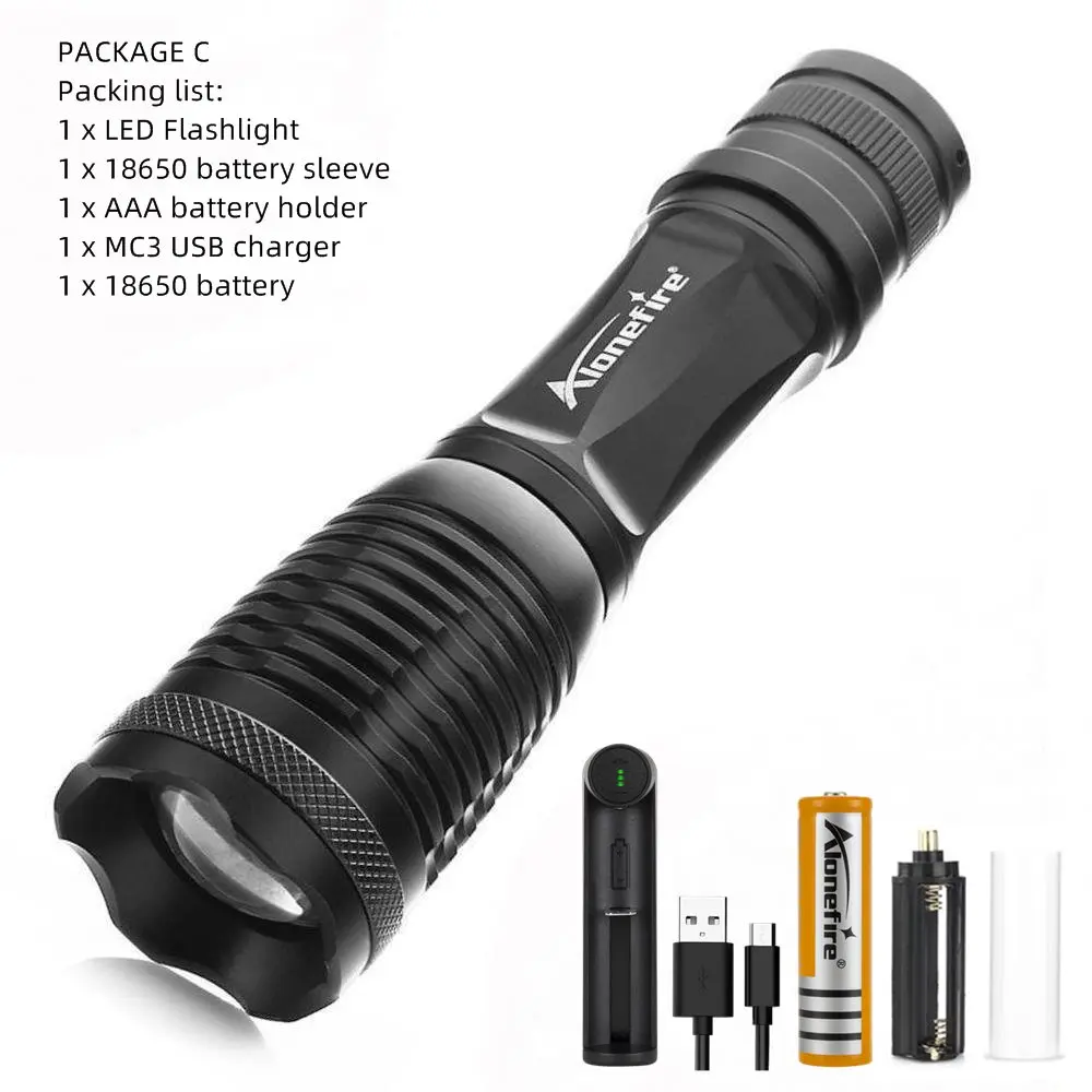 AloneFire E007 CREE XP-L V6 T6 светодиодный фонарь с зумом для работы фонарь-светильник фонарь для кемпинга лампа для AAA 18650 перезаряжаемая батарея - Испускаемый цвет: flashlight C