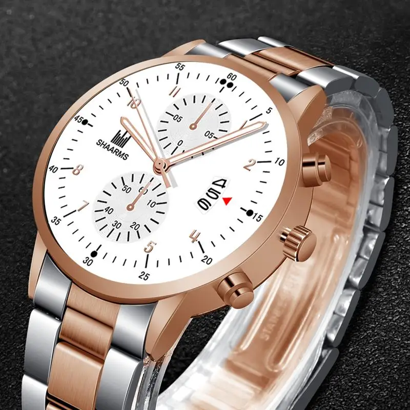 2019 Мужские Роскошные наручные часы с ремешком из нержавеющей стали кварцевые