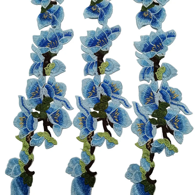1 шт. вышивка искусственная для свадебного платья синие вышитые цветочные