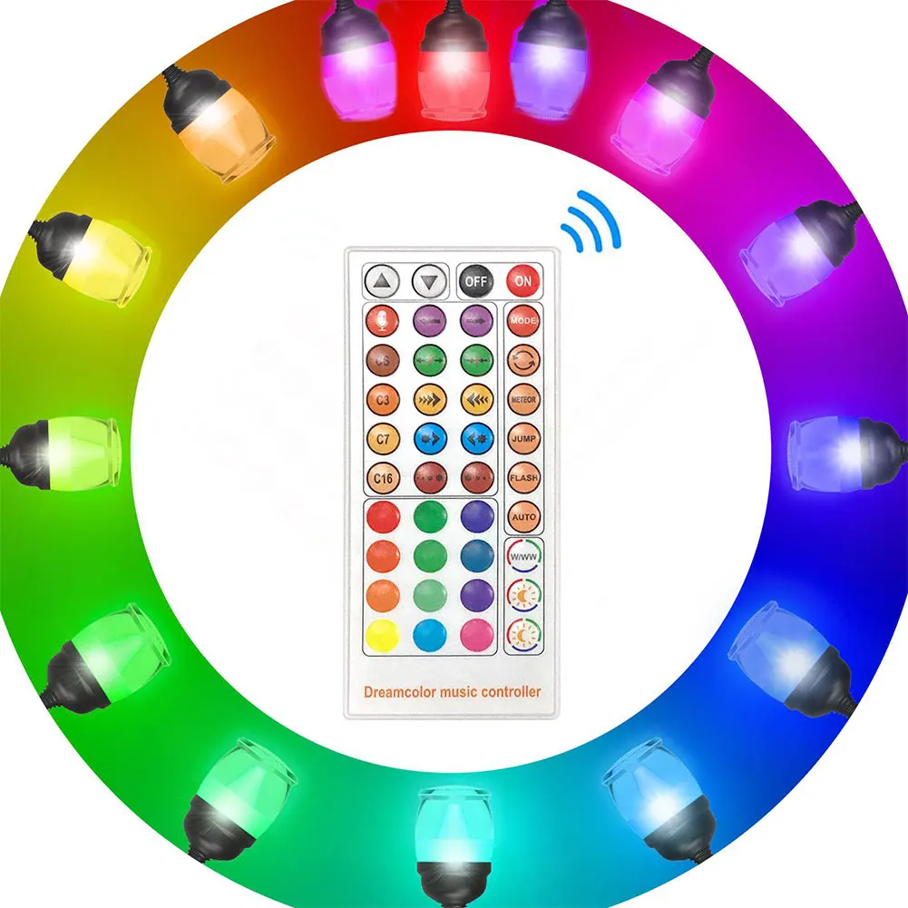 

Outdoor String Lights LED Waterproof Colorful Fairy String Bulbs with Remote Control Powered Patio Light for Garden Party Decor