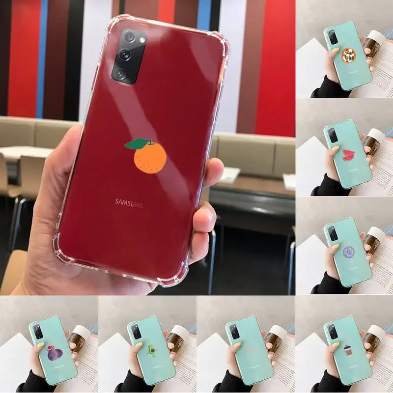 

Cartoon fruit Simplicity Art aesthetics Phone Case Transparent For Samsung S 10 9 20 11 7 8 21 6 P Edge PLUS ULTRA 4G 5G