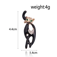 black metal drop diamond crown kitten brooch high end mens and womens suit lapel fashion animal brooch gifts for friends