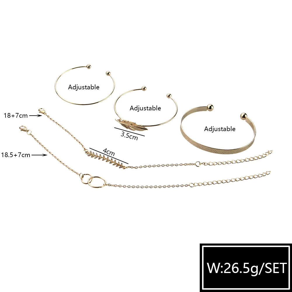 Винтажный браслет на запястье для женщин короткое золотистое с разрезом листьев