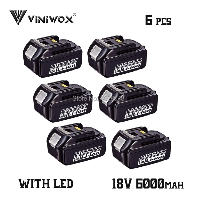 6 Pieces 18 в BL1860 6000 мА/ч, литий-ионный аккумулятор замена Батарея для Makita BL1830 BL1840 BL1850 BL1815 LXT400 Перезаряжаемые Батарея пакеты BL1850B - Цвет: 6 Pieces