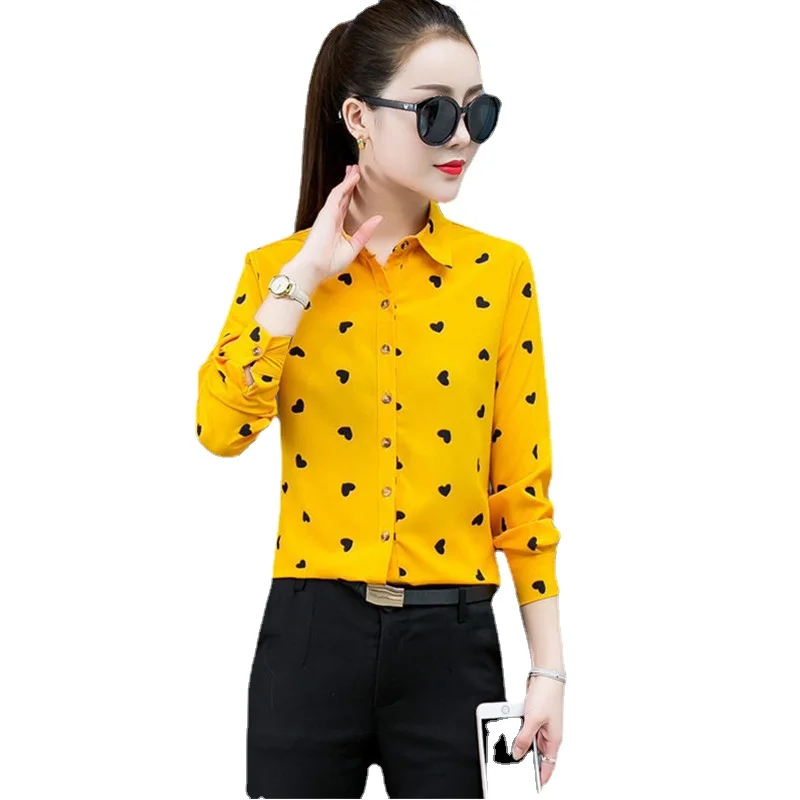

Chiffon Women Shirts Long Sleeve Office Lady Button Up Shirt Autumn Korean Women Shirts Blouses Camisas De Mujer Ladies Tops