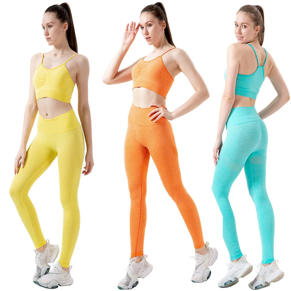 

Peach Yoga Fitness Suit Seamless Knitted Perspiration Sports Fitness Sports Suit