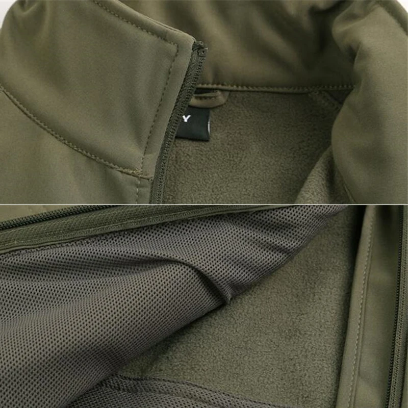 Мужская водонепроницаемая флисовая куртка в стиле милитари из мягкой шкуры