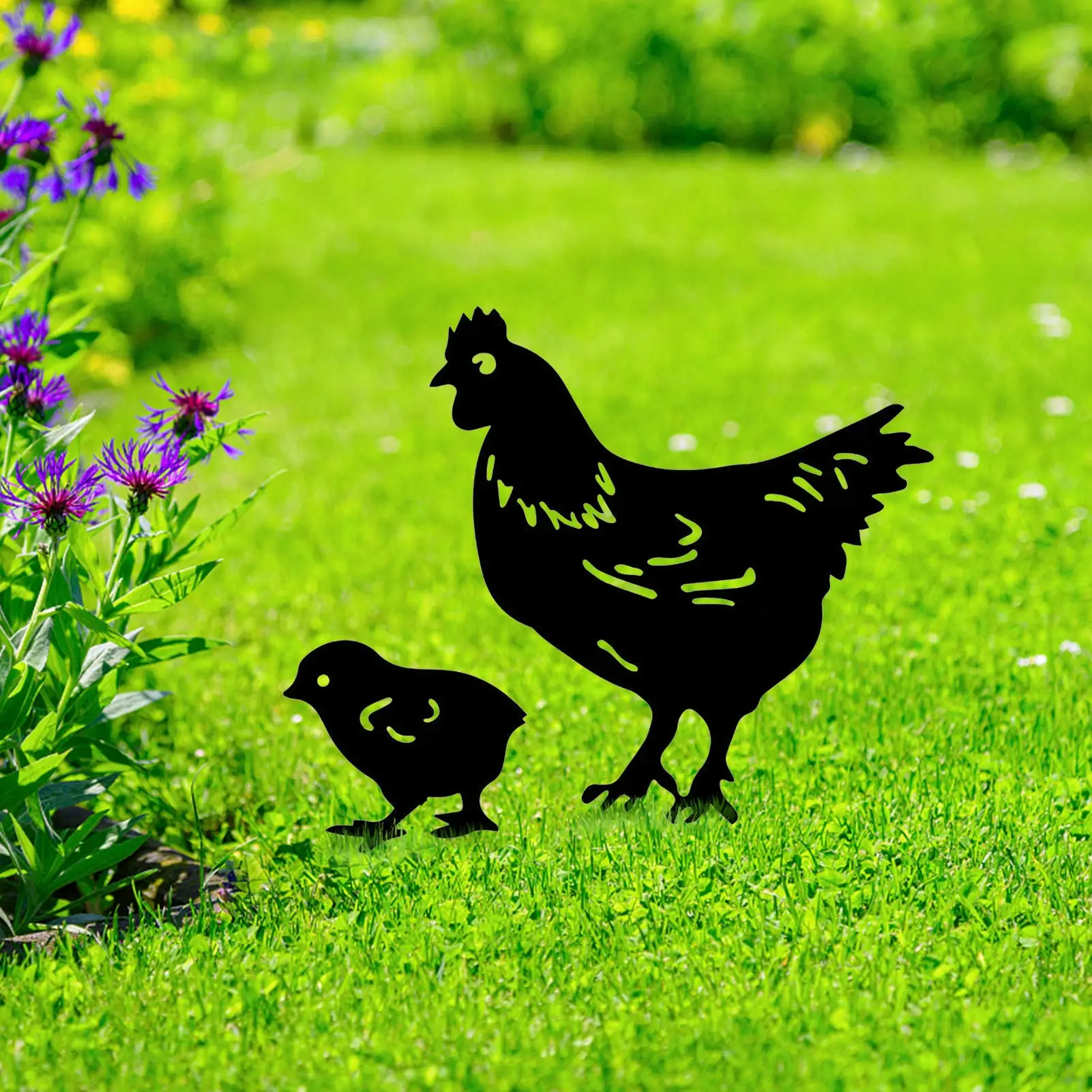 

Garden Chicken Silhouette Stakes Acrylic Animal Yard Art Black Hen Hen Sculpture Ornaments For Garden Decoration Outdoor