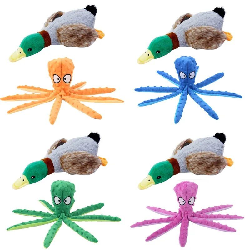 

2Pcs Pet Dog Plush Toy Squeaker Squeak Chew Animal Toy Octopus Skin Shell Octopu Bite Resistant Plush Toy Pet Dog Toys