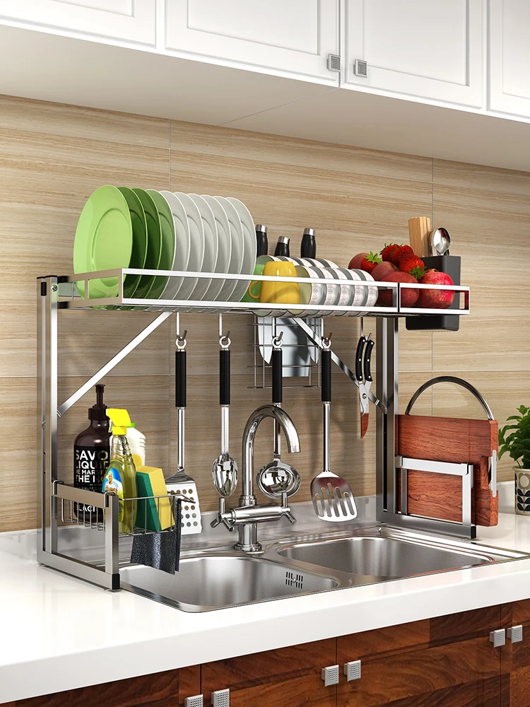 Кухонная полка из нержавеющей стали для сушки посуды бытовой Органайзер