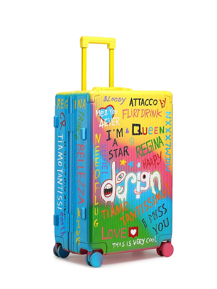 Супермодный чемодан каракули алюминиевый каркас жесткий дорожный на колесах