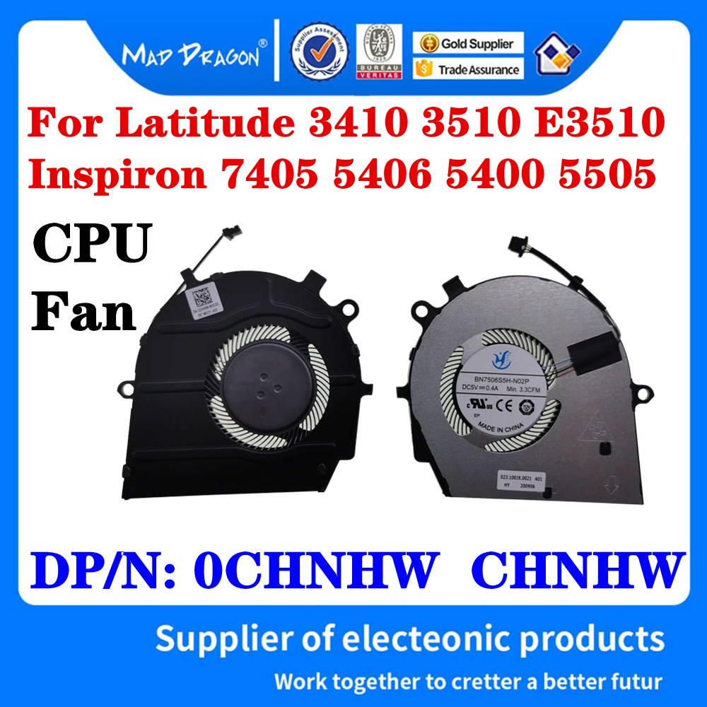 

New Original 0CHNHW CHNHW For Dell Latitude 3410 3510 E3510 Inspiron 7405 5406 5400 5505 Laptop CPU Fan Cooler Radiator Fan