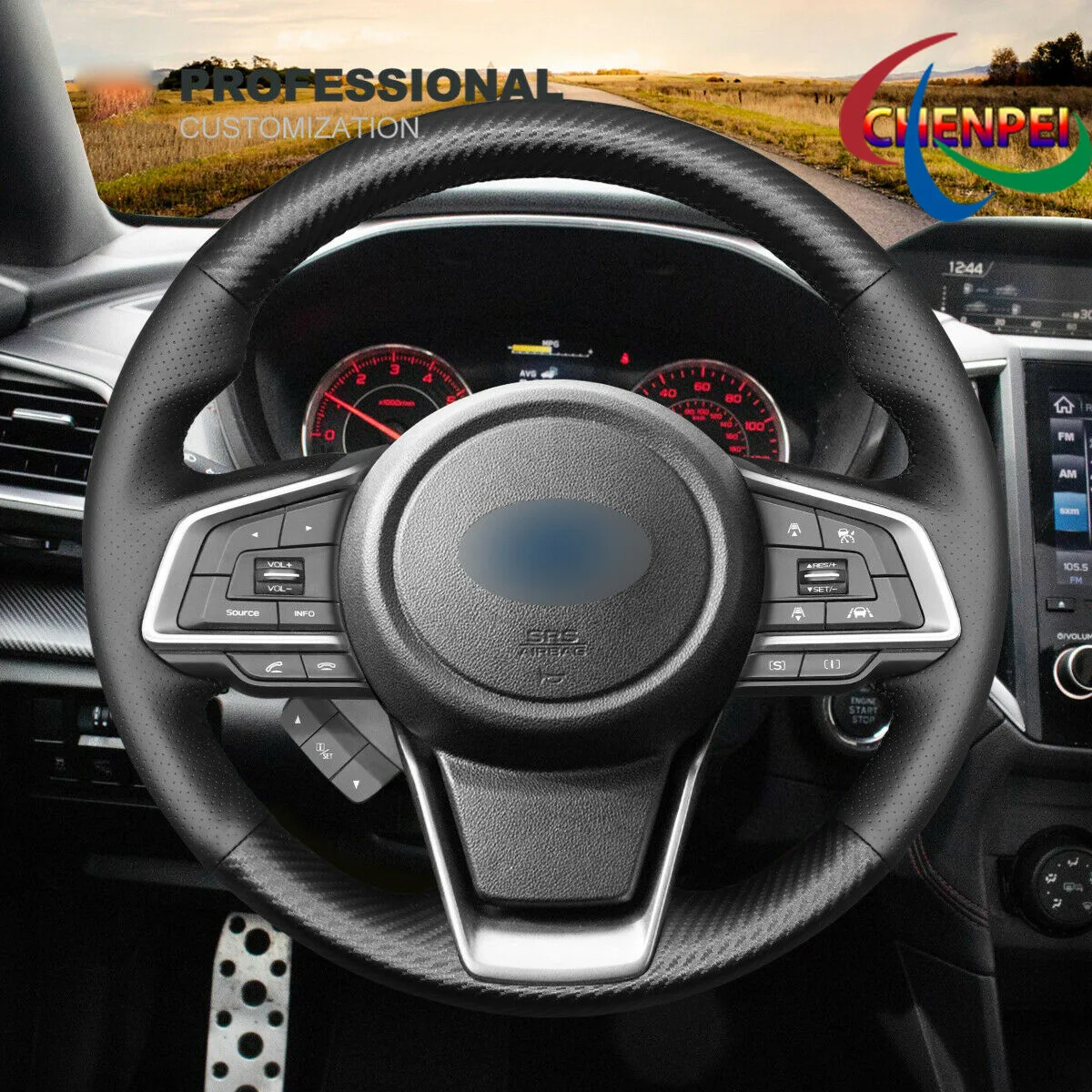 

DIY ручной вышивки ручной работы из углеродного волокна Кожаный чехол рулевого колеса автомобиля для Subaru Forester восхождения, Outback, аксессуары д...