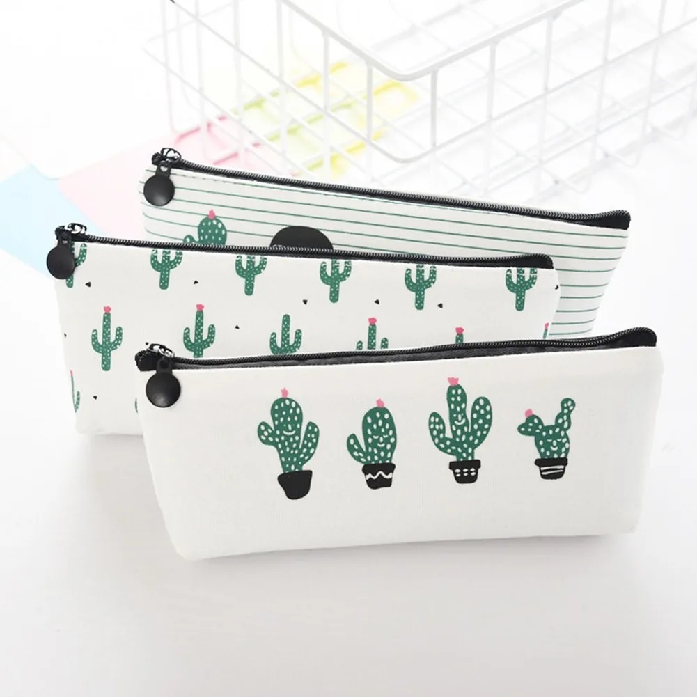

Fabric Canvas Cactus Pencil Case Cute School Pen Case Novelty Stationery Office Crayon Pencil Box Pen Bag Kawaii School Supplies