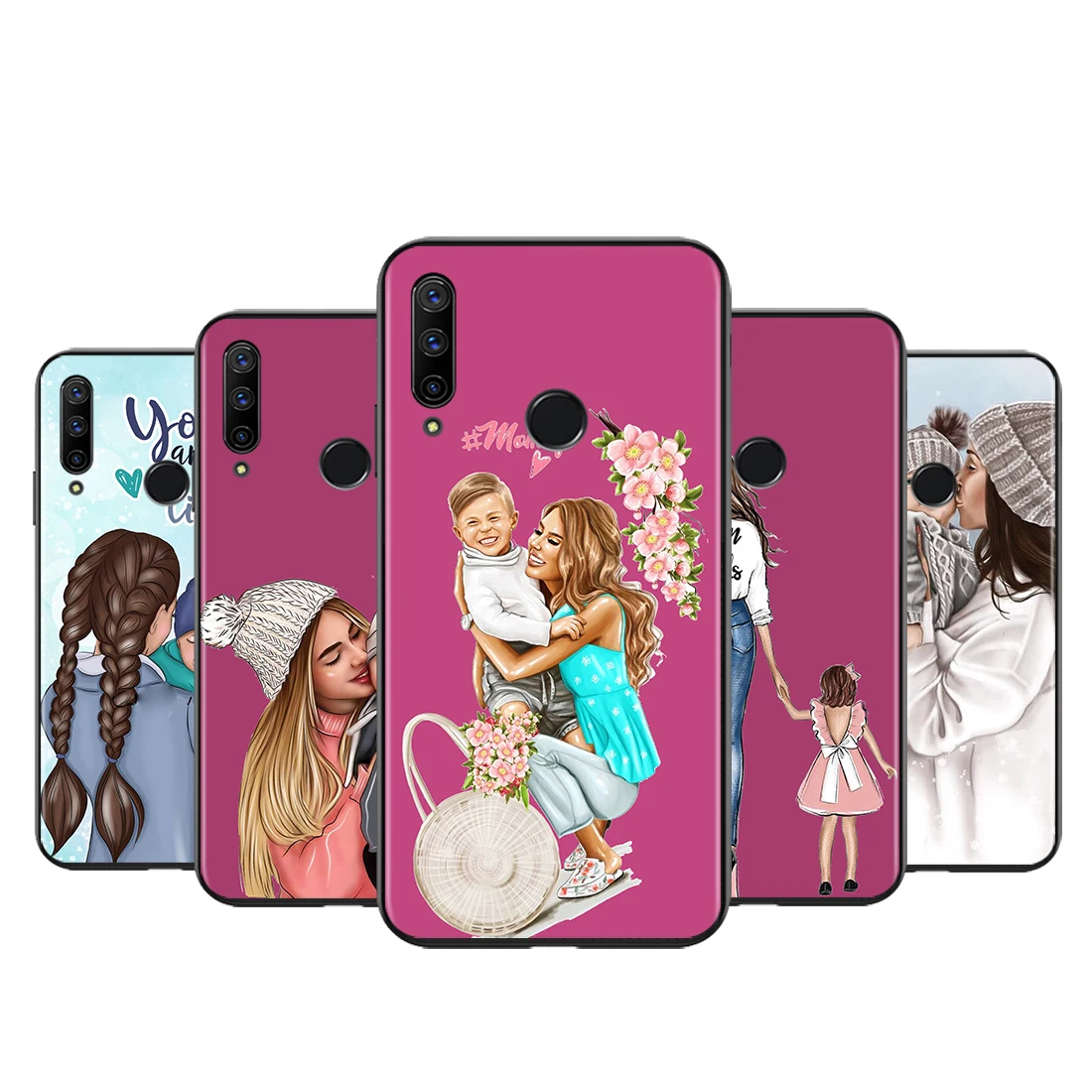 

Lovebay Super Mom For HUAWEI Honor 9N 9X 9i 8X 8A 7S 7A 7C Play 3E Pro 2020 Silicone Black Soft Cover Phone Case