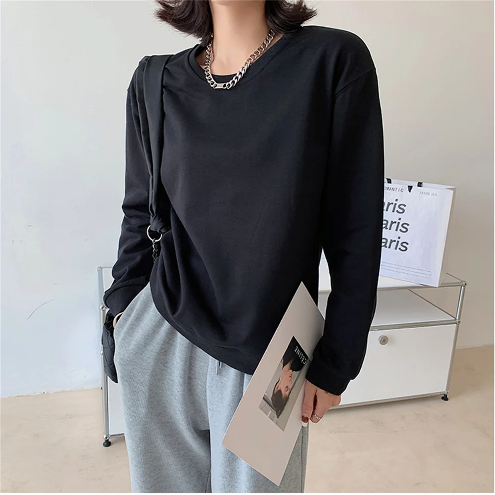 

동8 8 8 цветов, новые женские свитшоты оверсайз, пуловер из хлопка 2021, Осенние универсальные Стильные повседневные свободные уличные Топы