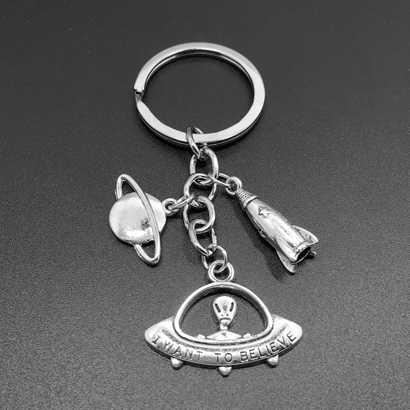 Astronomy Alien Keyring Spaceship Rocket Star Planet Astronaut Charm Keychain Creative Men Women Jewelry Best Friend Gift | Украшения и