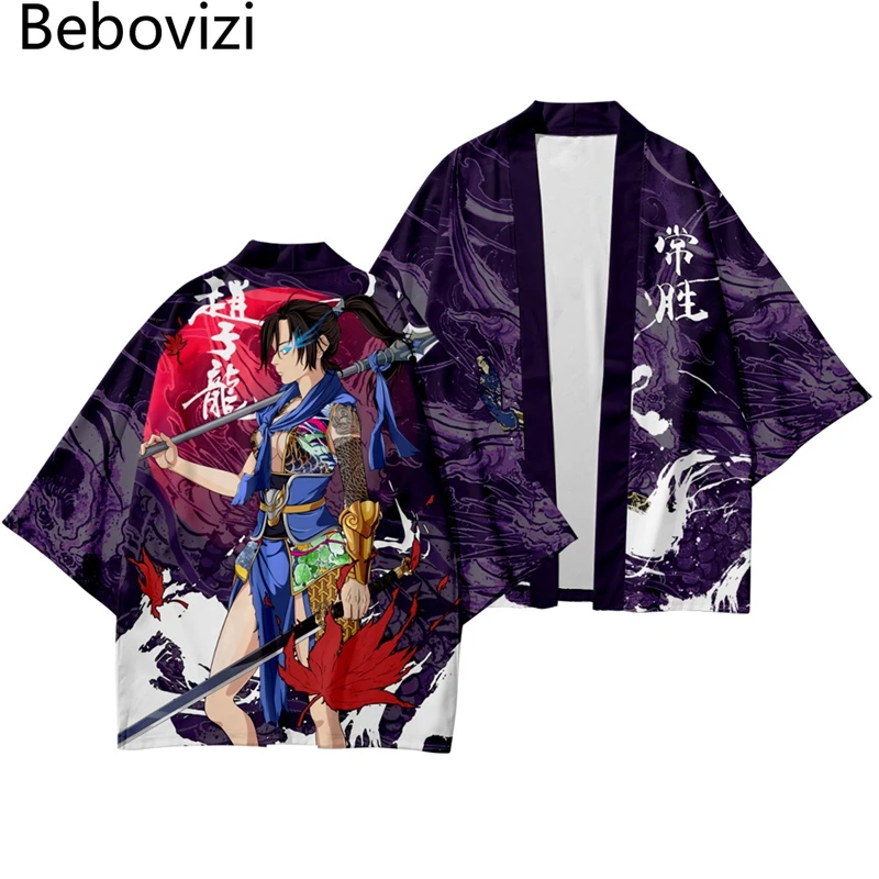 

2021 Japanese Samurai Kimono Cardigan Yukata Men Traditional Asia Clothes Vintage Anime Print Shirt Casual Cosplay Haori Costume