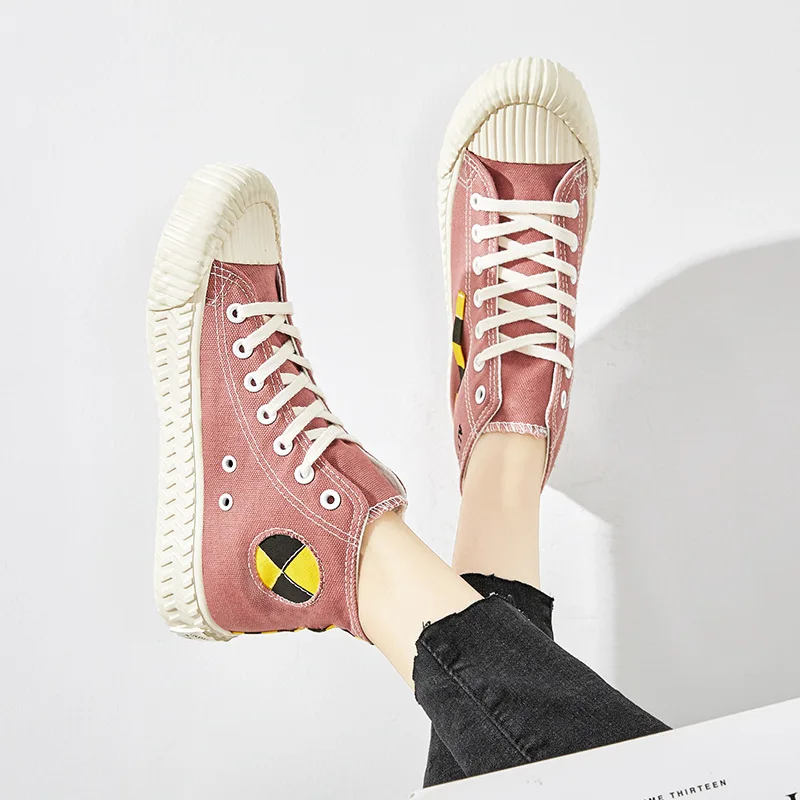 Парусиновая обувь с высоким берцем Женская Осенняя в Корейском стиле новые