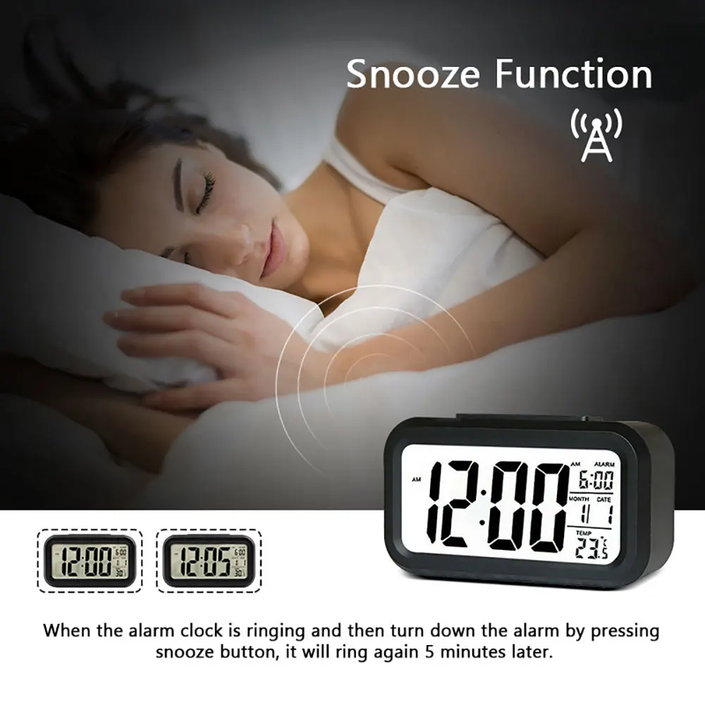Умный ЖК цифровой будильник с функцией повтора даты и температуры подсветкой