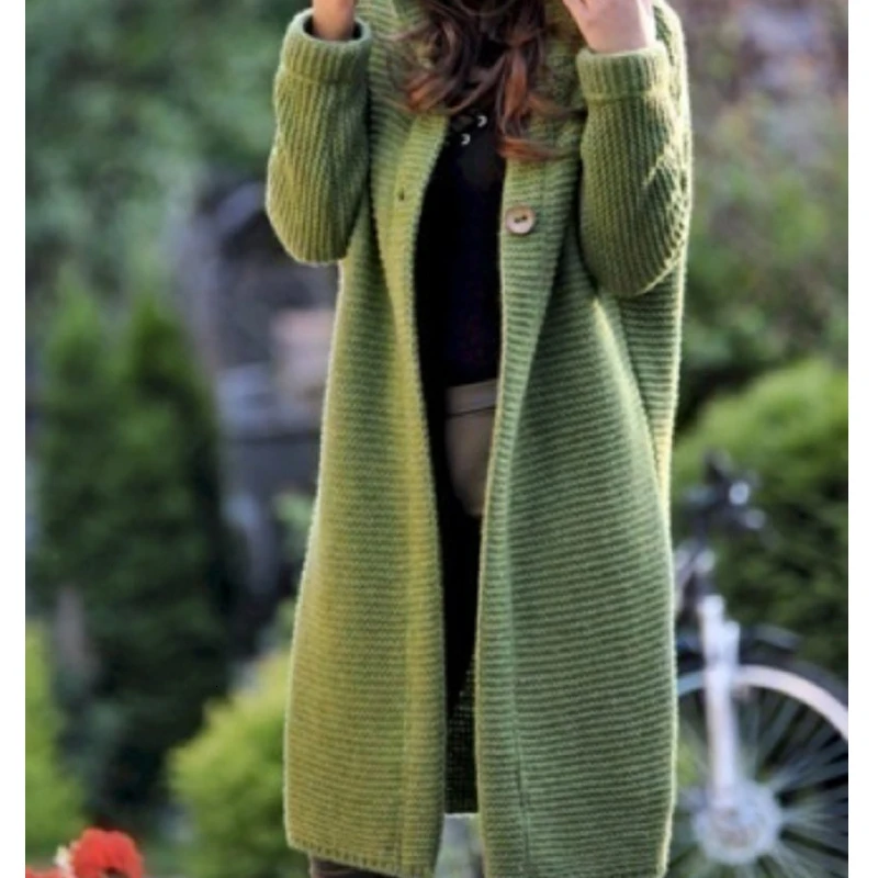 Женская толстовка с капюшоном повседневный Вязаный Кардиган длинным рукавом