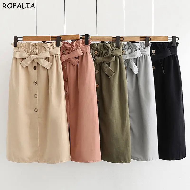 Юбка Женская средней длины на пуговицах элегантная повседневная однотонная