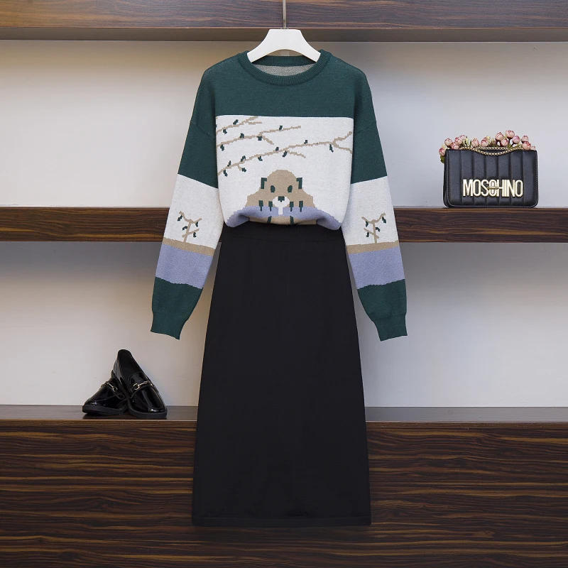 Осеннее платье новый большой размер женское толстый мм Чистый красный океан