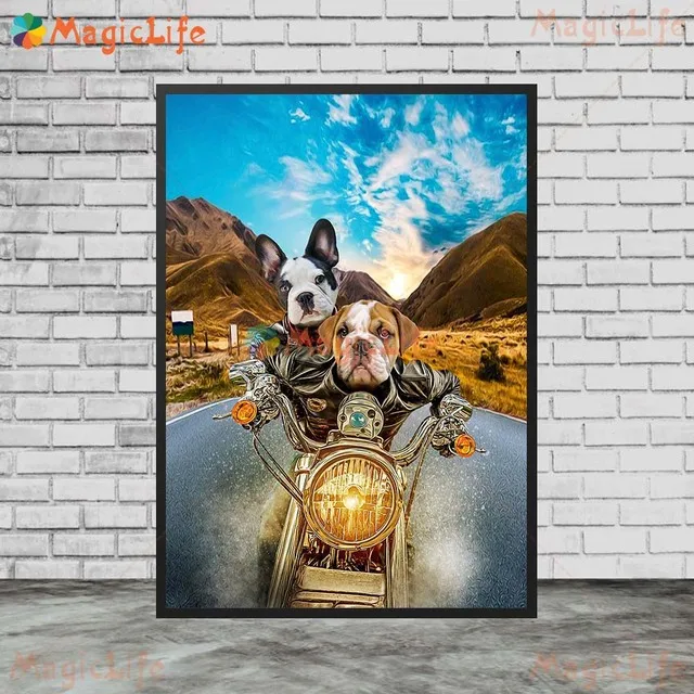 Постер с собакой на заказ животные винтажный настенный художественный холст