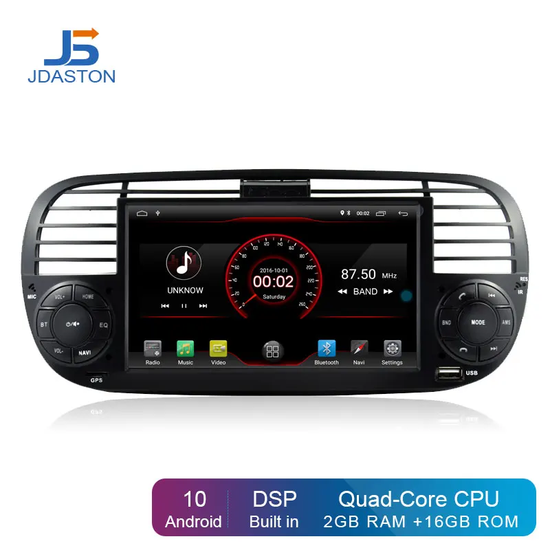 JDASTON Android 10 0 Автомобильный DVD плеер для FIAT 500 Мультимедиа GPS навигация 1 Din