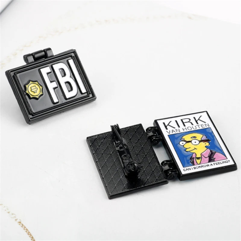 Creative X-Files FBI Fox Mulder ID Card Brooches Enamel Lapel pins Badges Cartoon Jewelry Brooches Pin Backpack Jacket Jewelry images - 6