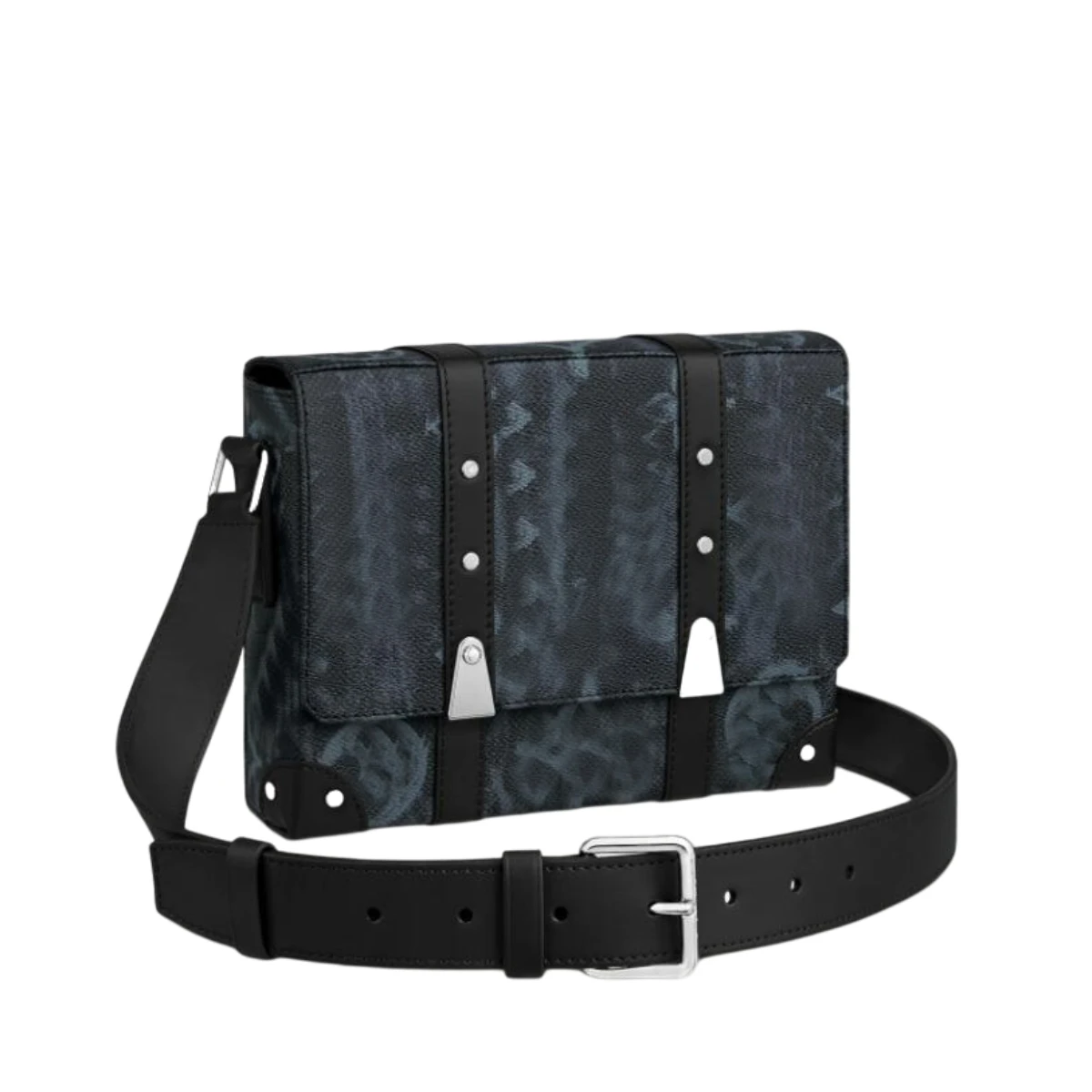 Скидка Серебристая заклепка металлическая красочная Брезентовая кожа с магнитной застежкой Мужская модная сумка-мессенджер мужская сумка через ...