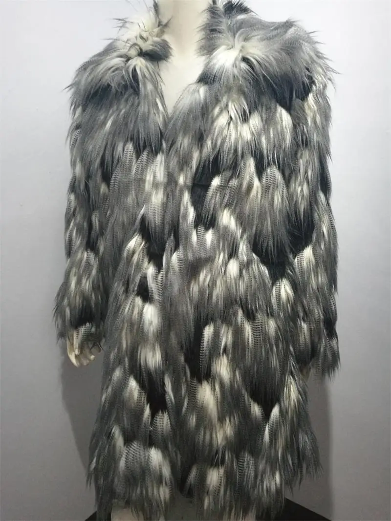 Толстое Мужское пальто из искусственного меха лисы Повседневная Свободная