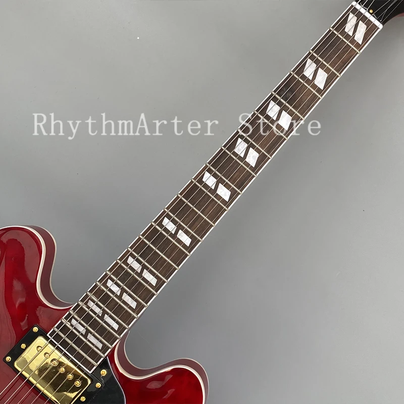 Джазовая гитара винно-красная большая Цветочная волна воды фингерборд из
