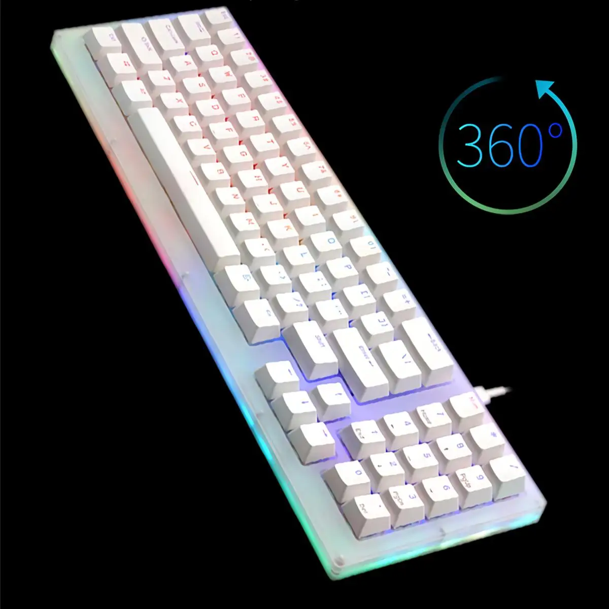 gamakay k77 77 keys hot swappable mechanical gaming keyboard rgb tyce c wired gateron switch nkro translucent glass base 32k rom free global shipping