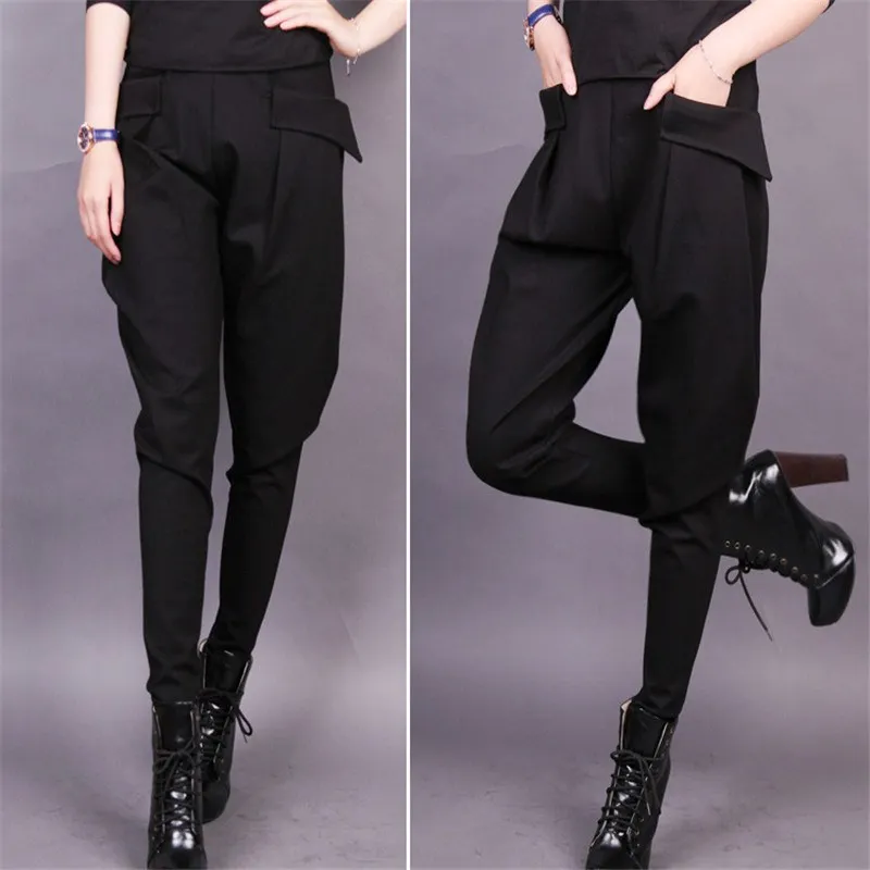 Осенние женские мешковатые штаны размера плюс эластичные шаровары с высокой