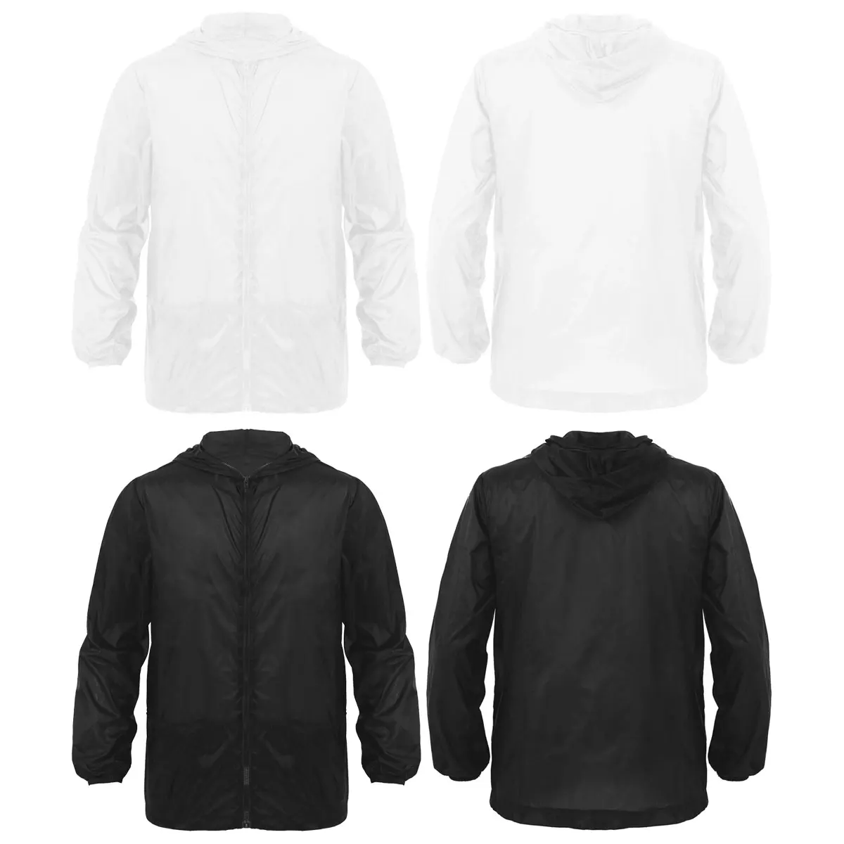 

Men Sunscreen Jacket Skin Coat Sexy Ultra-Thin Transparent Long Sleeves Hooded Coat Breathable UV Protector Beachwear cover-UP