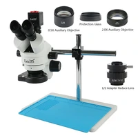 3 5x 90x parfocal simul focal trinocular stereo microscope 13mp hdmi vga video camera for cellphone repair