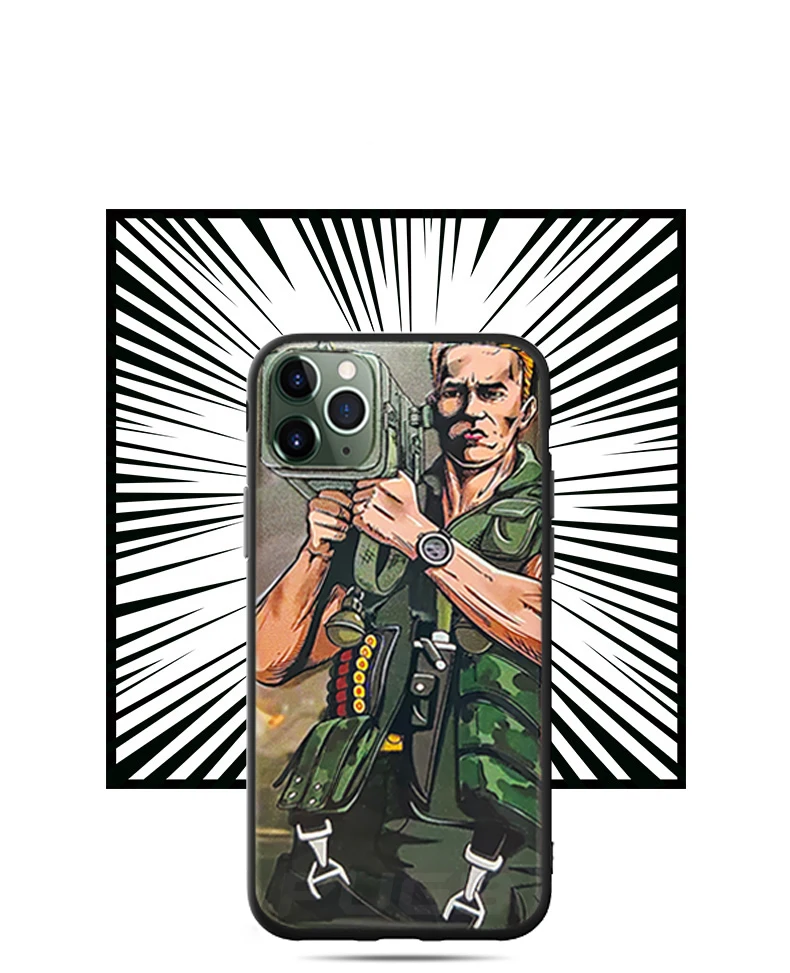 Cannon Gun Phone Case on the for iPhone 11 Pro Max 3D Emboss Cartoon Soft Silicone Bumper+Hard PC Steel Pattern Cover |