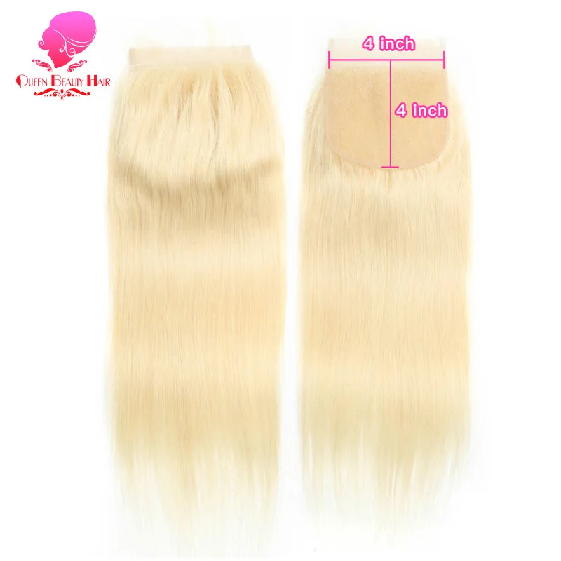 QUEEN BEAUTY 613 блонд бразильские человеческие волосы прямые 8 22 дюйма 5*5 на шнуровке