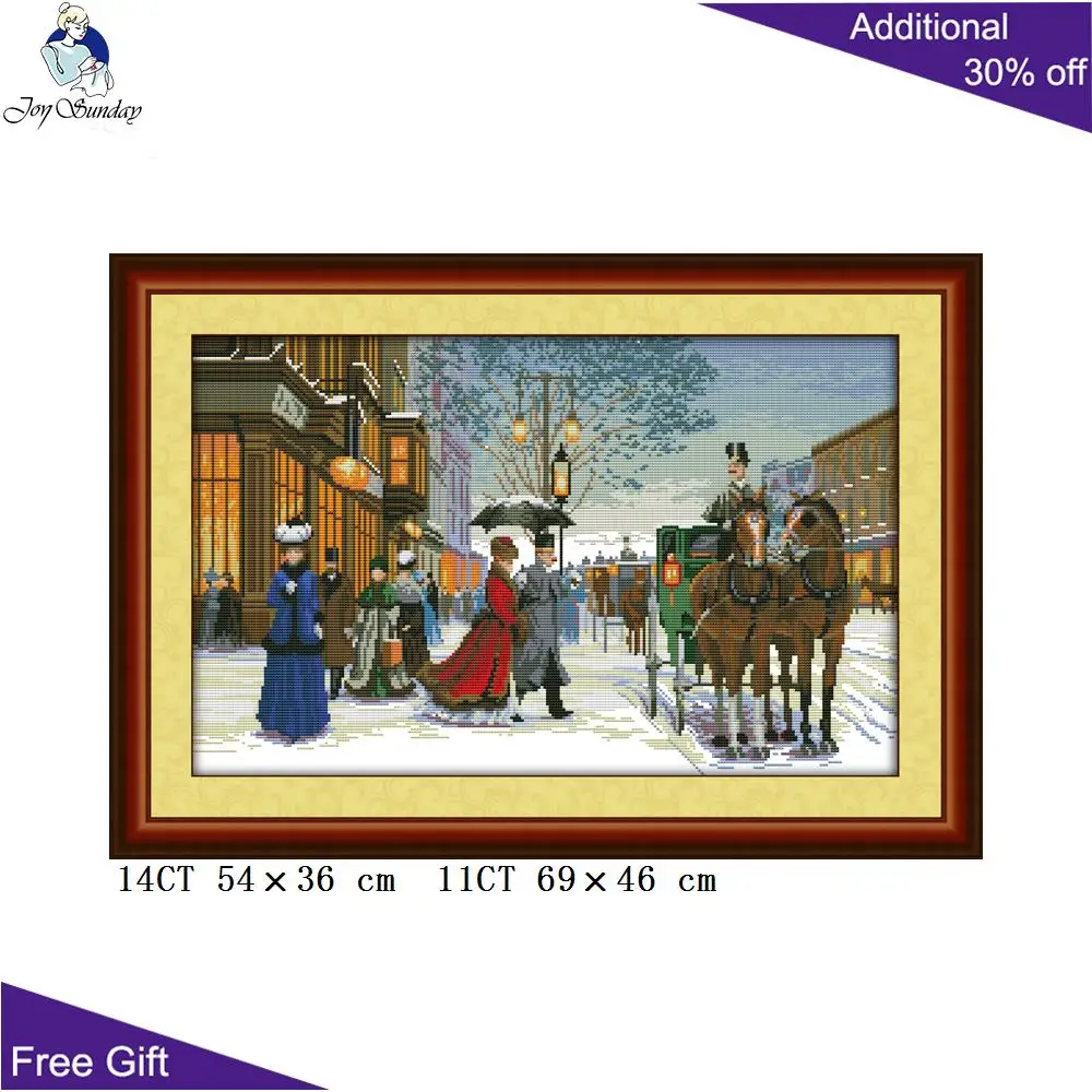 

Joy Sunday Twilight in Foreign Country Home Decor R235 14CT 11CT Counted and Stamped Nobles In The Snow Cross Stitch kits