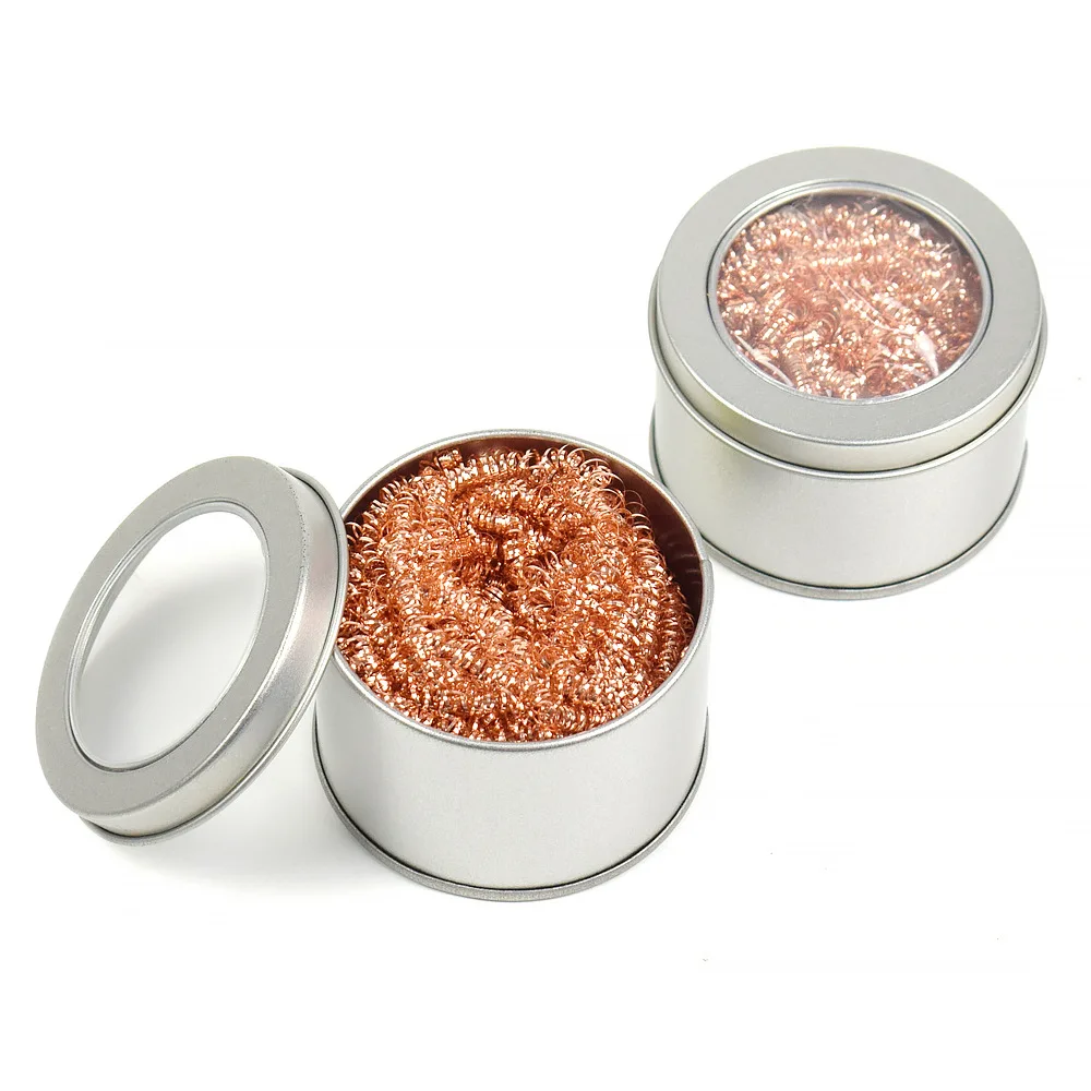 Cleaning Ball Desoldering Soldering Iron Mesh Filter Cleaning Nozzle Tip Copper Wire Cleaner Ball Metal Dross Box Clean Ball