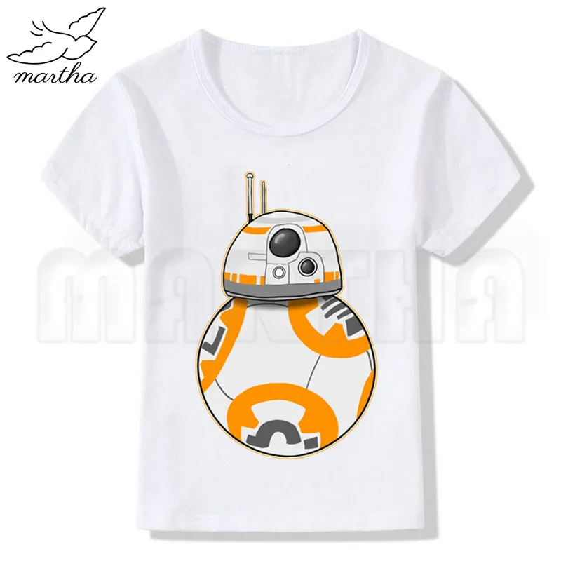 Звездные войны bb8 белая футболка для маленьких девочек летние повседневные