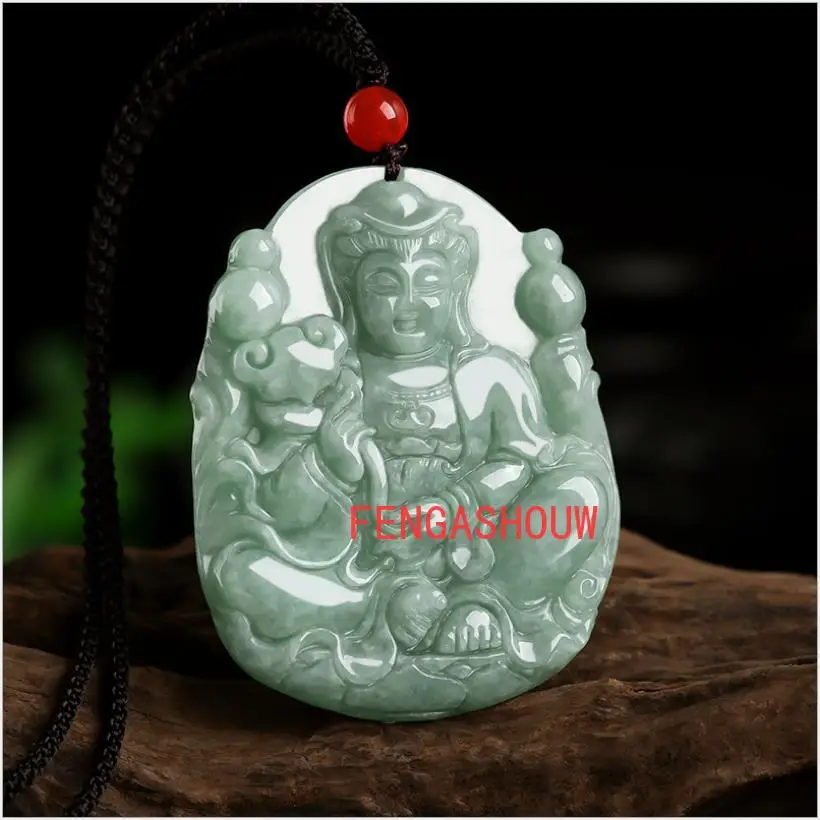 

Hot Selling Natural Hand-carve Jade Ruyi Guanyin Buddha Statue Necklace Pendant Fashion Jewelry Men Women Luck Gifts Amulet