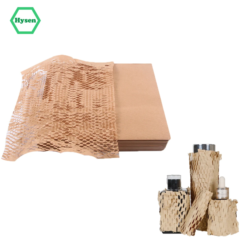 

Hysen 30cm*3m Wood Color Rouleau Nid Dabeille Emballages Fragiles Cosmetique Wrap Honeycomb Kraft Paper Cushion Packaging