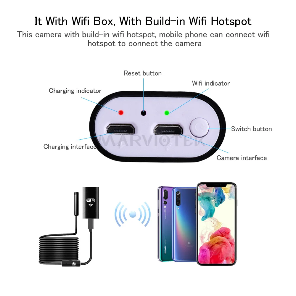 9 мм эндоскоп камера Wi Fi android HD мини Водонепроницаемый USB Инспекционная для IOS