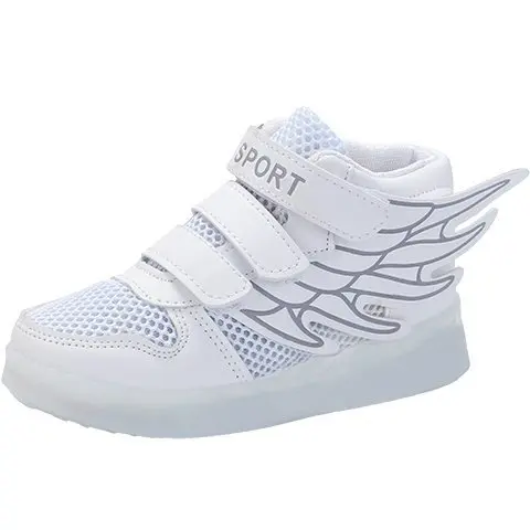 

Autumn Kids Sports Luminous LED Sneakers Glowing High-top Boys Baby Toddler Shoes Girls Wings Mesh Breathable Slippers