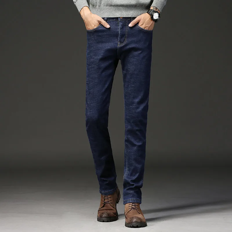 

2021 Autumn Men's Straight Jeans Casual Fashion Slim Fit Jean Trousers Solid Color Classic Blue Black Cotton Hip Hop Denim Pants