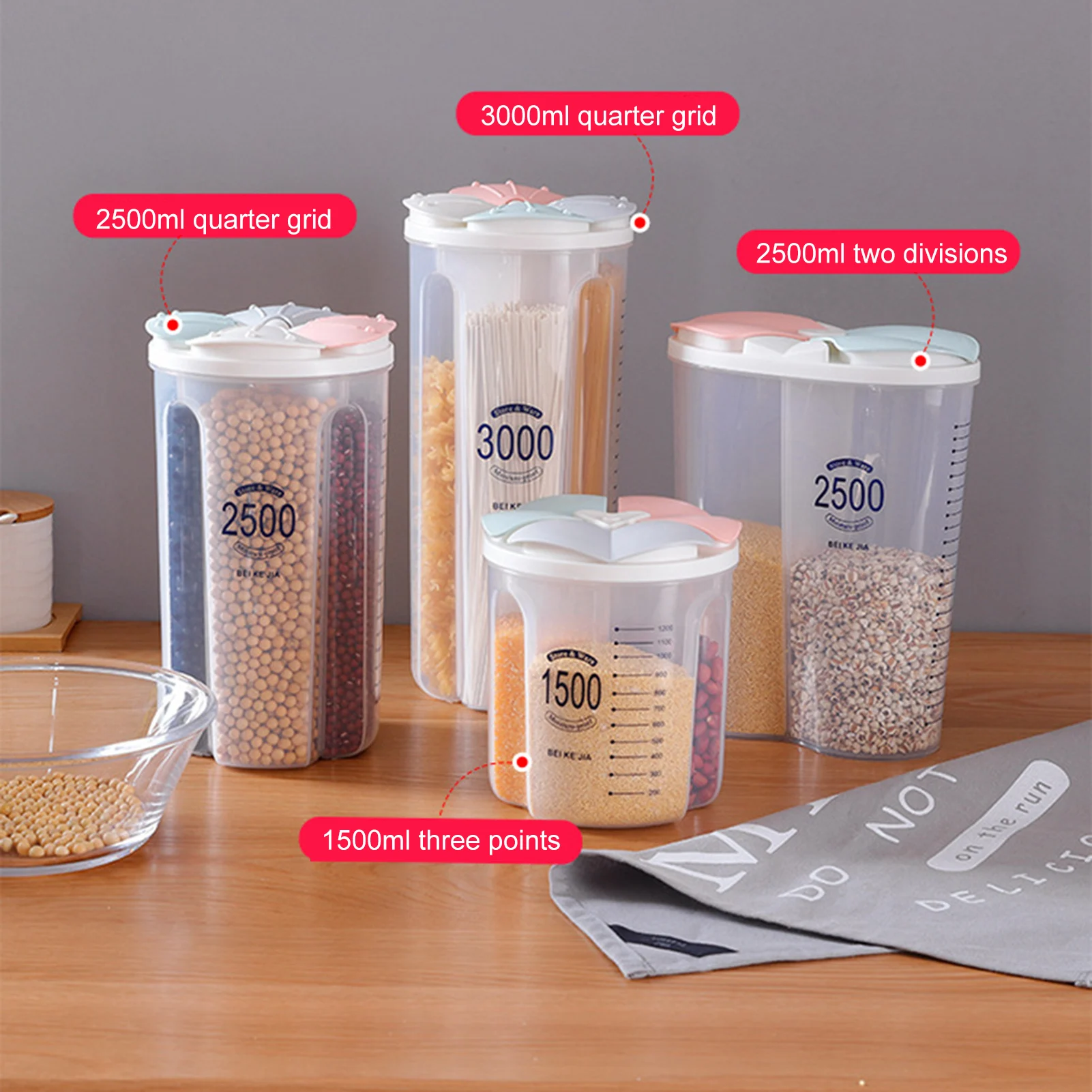 

Food Storage Container Plastic Transparent Sealed Can Dustproof Moisture-proof Jar Noodle Box Multigrain Storage Tank Organizer